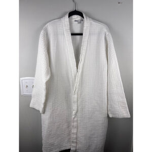 Olive & Loom White Waffle Knit Spa Robe L Luxury Cotton Cozy Minimalist Cottage